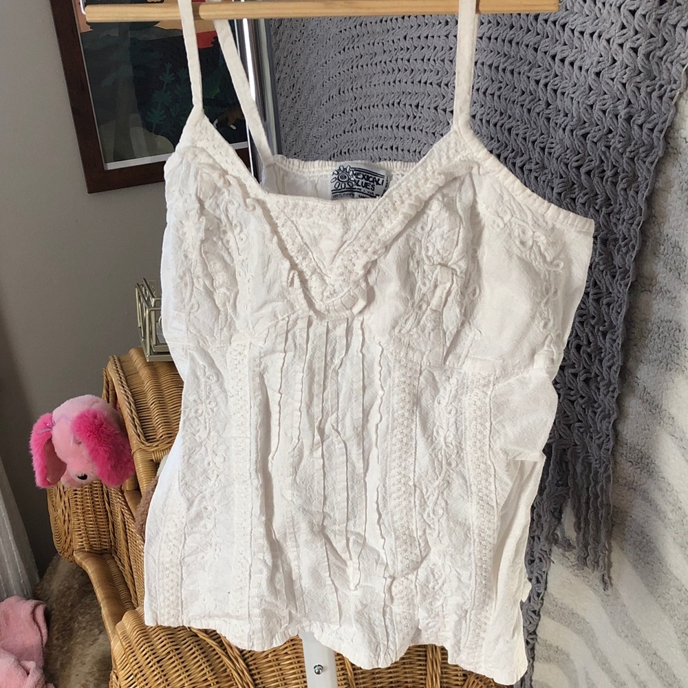 Mexicali Blues white 100% cotton embroidered top